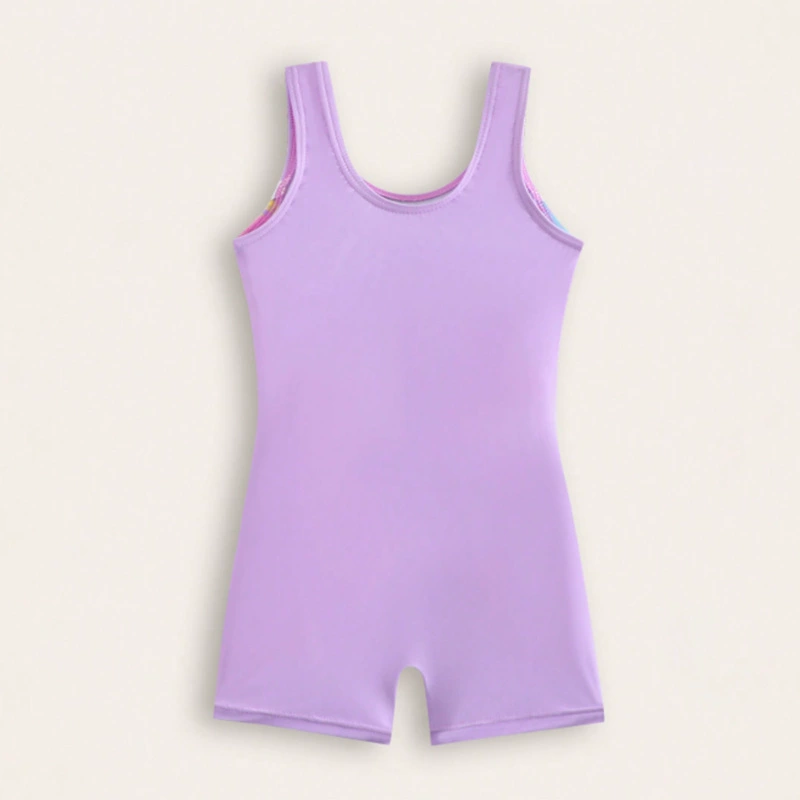 Girls Sleeveless One-Piece Swimsuit with Shorts Coverage