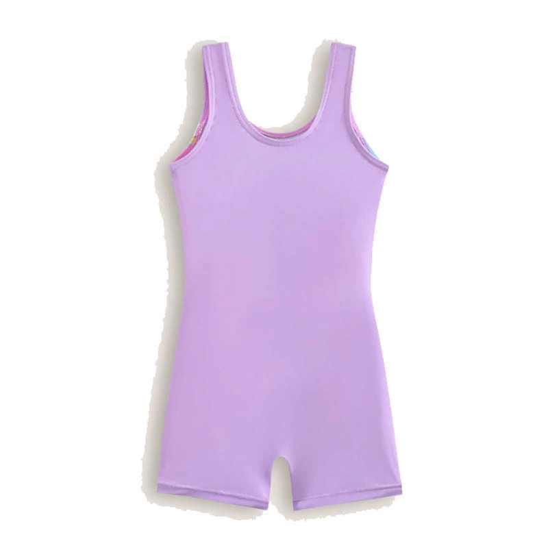Girls Sleeveless One-Piece Swimsuit with Shorts Coverage view 3