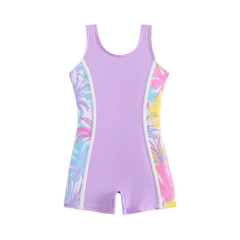 Girls Sleeveless One-Piece Swimsuit with Shorts Coverage view 5
