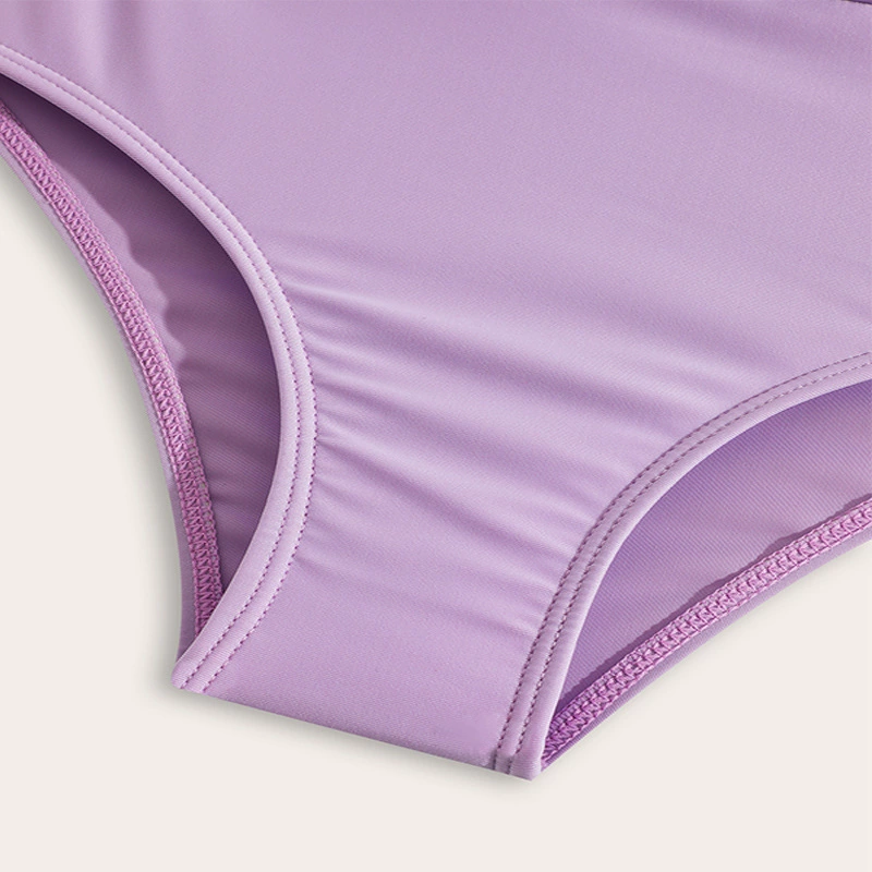 Girls Long Sleeve Zip Front Skirted One-Piece Swimsuit view 3