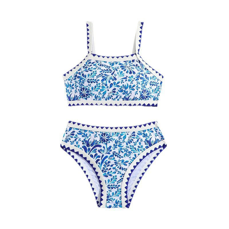 Girls Two-Piece Crop Top Bikini Set with Adjustable Straps view 5