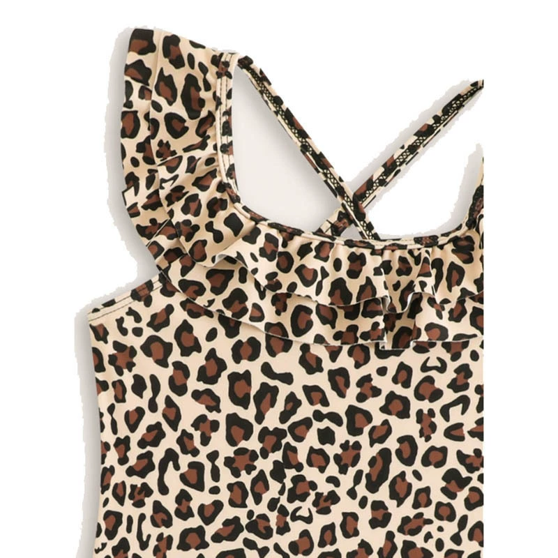 Girls Ruffle One-Piece Swimsuit with Crossback Straps