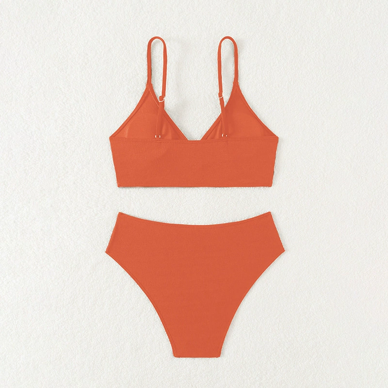 Girls' Two-Piece Triangle Bikini Set with High-Waisted Bottoms view 2