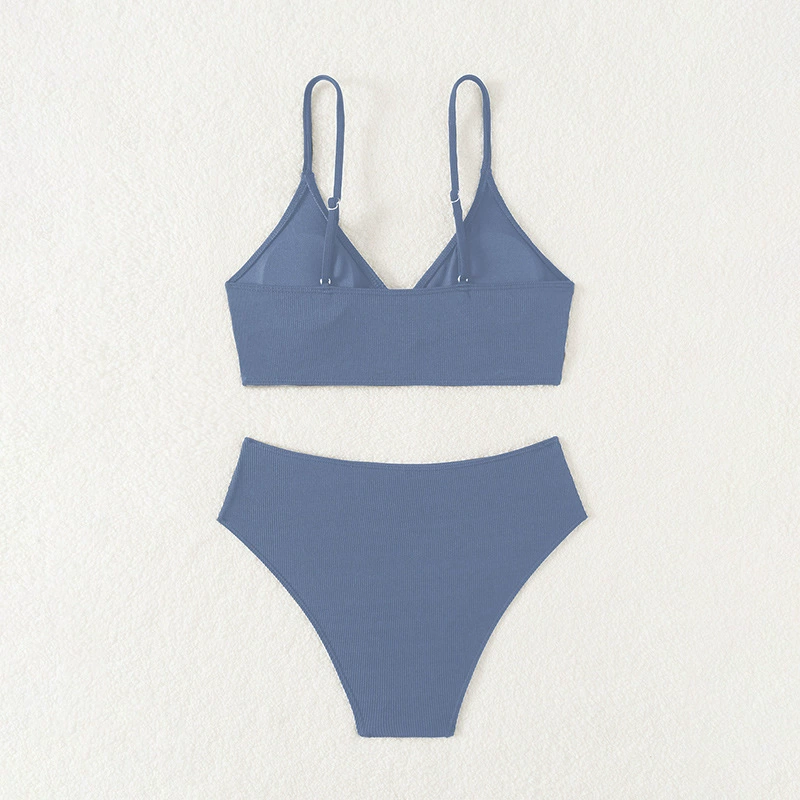 Girls' Two-Piece Triangle Bikini Set with High-Waisted Bottoms view 3