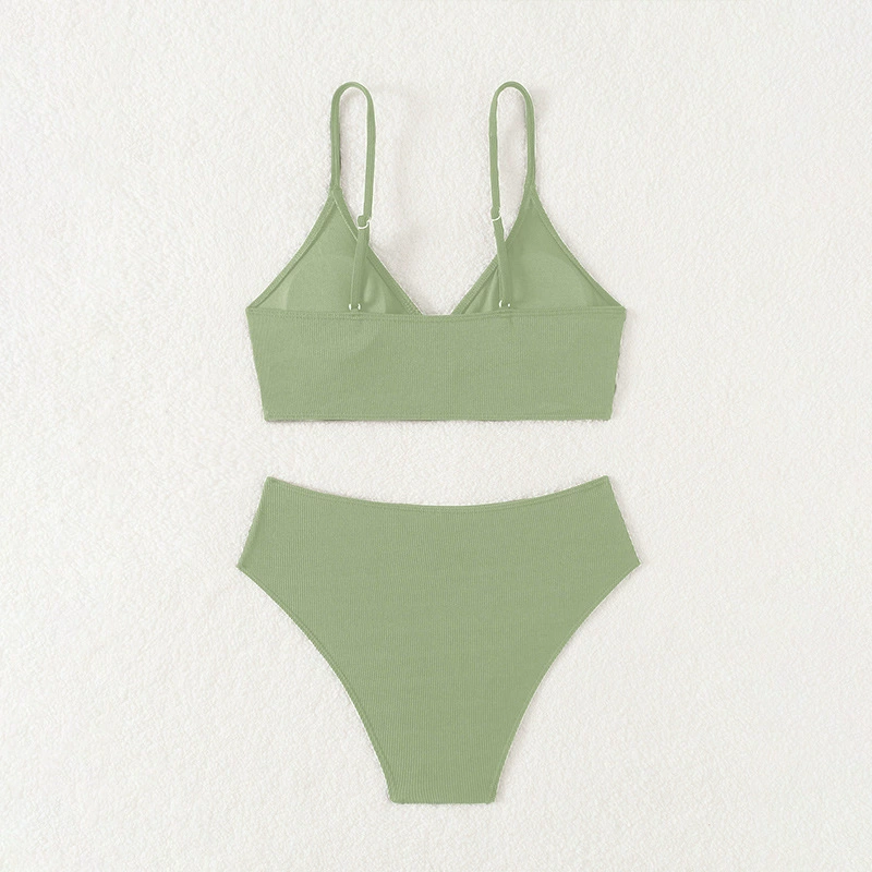 Girls' Two-Piece Triangle Bikini Set with High-Waisted Bottoms view 4