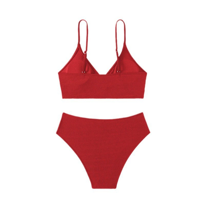 Girls' Two-Piece Triangle Bikini Set with High-Waisted Bottoms view 5
