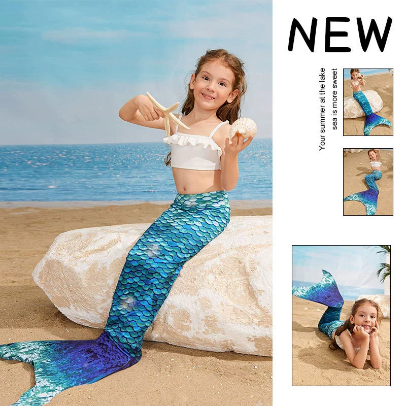 Girls Two-Piece Mermaid Tail Swimsuit Set