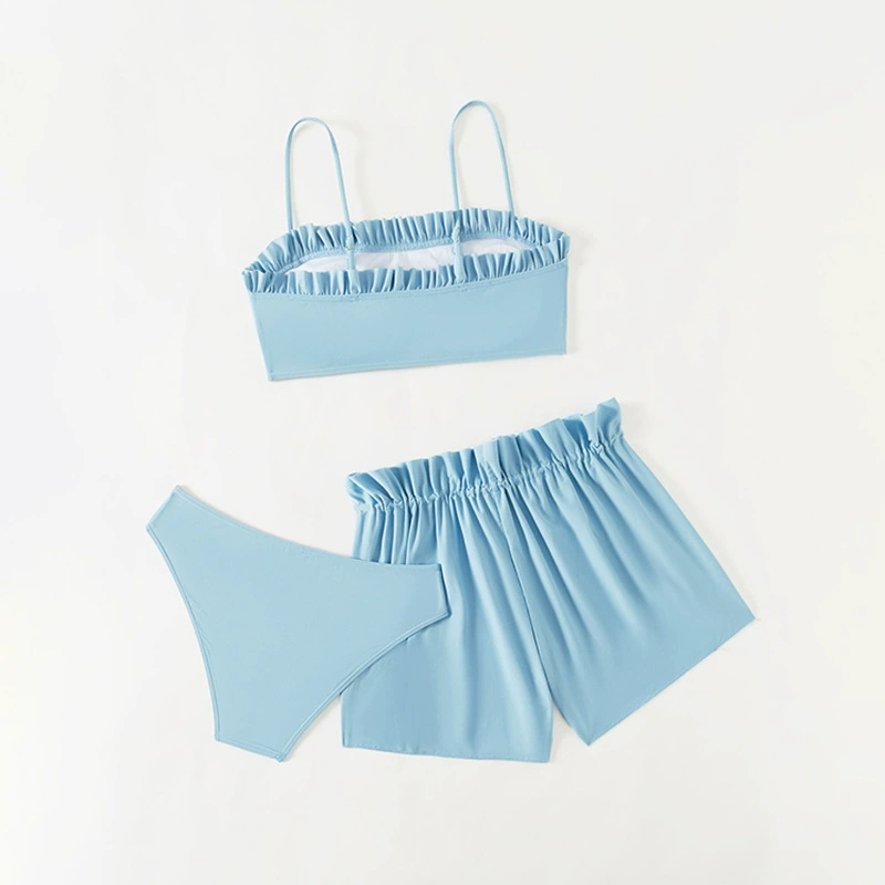 Girls Ruffle Trim Three-Piece Swimsuit Set view 3