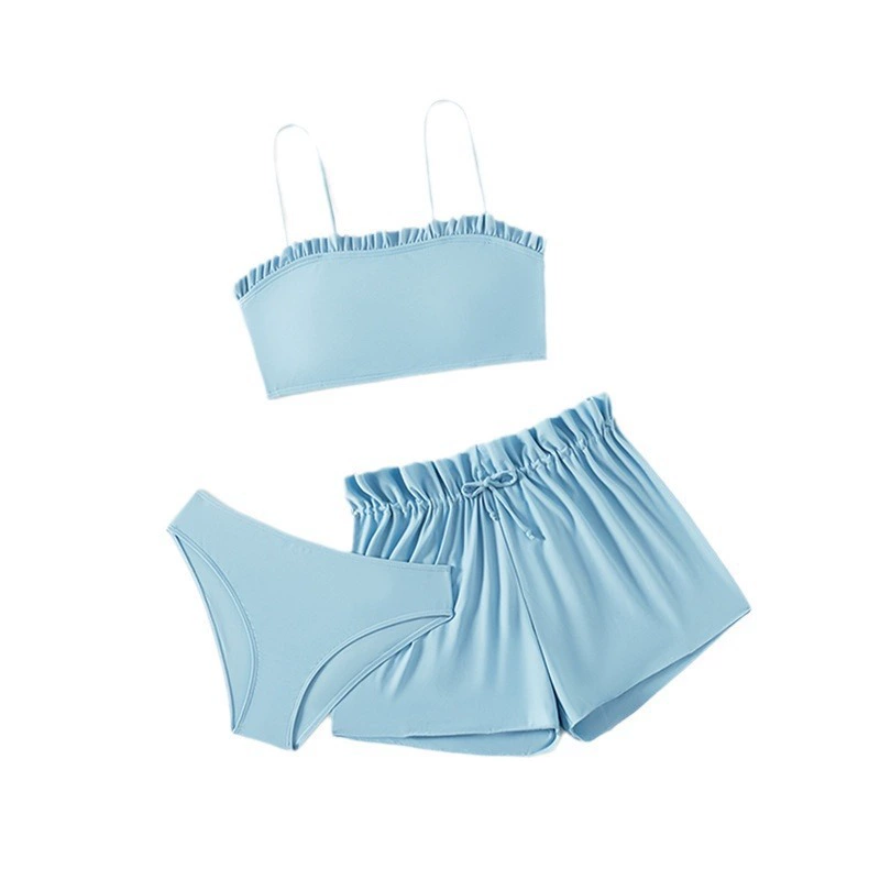 Girls Ruffle Trim Three-Piece Swimsuit Set view 5
