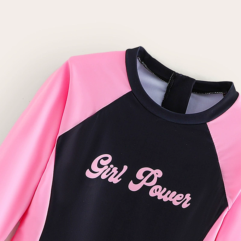 Girls Long Sleeve Rash Guard One-Piece Swimsuit with Shorts