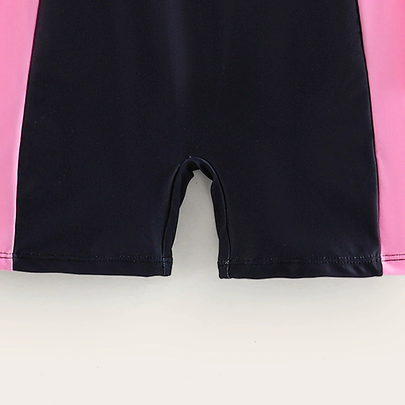 Girls Long Sleeve Rash Guard One-Piece Swimsuit with Shorts view 3