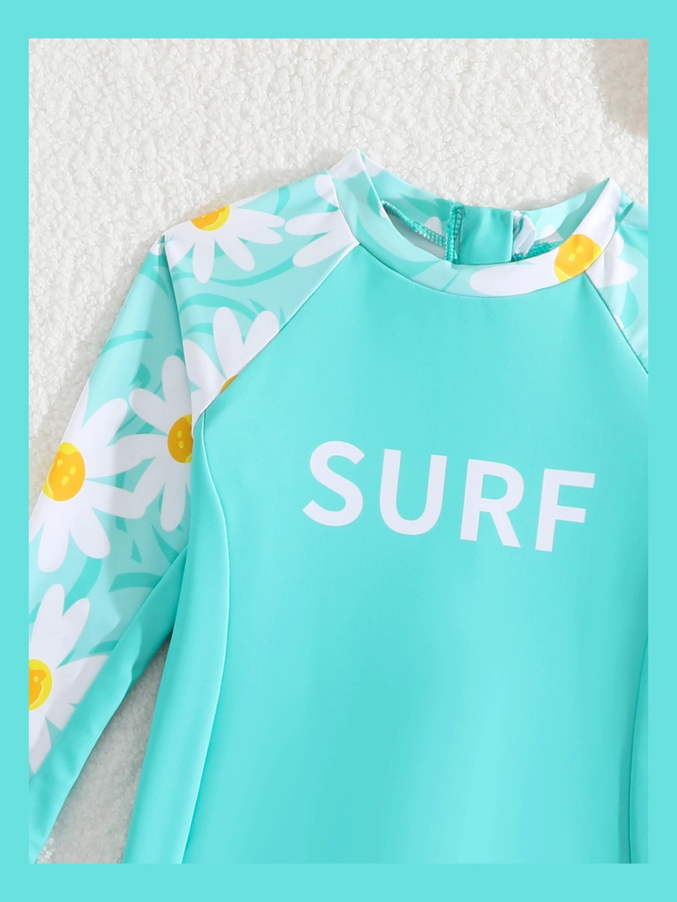 Girls Long Sleeve Rash Guard One-Piece Swimsuit with Shorts view 3