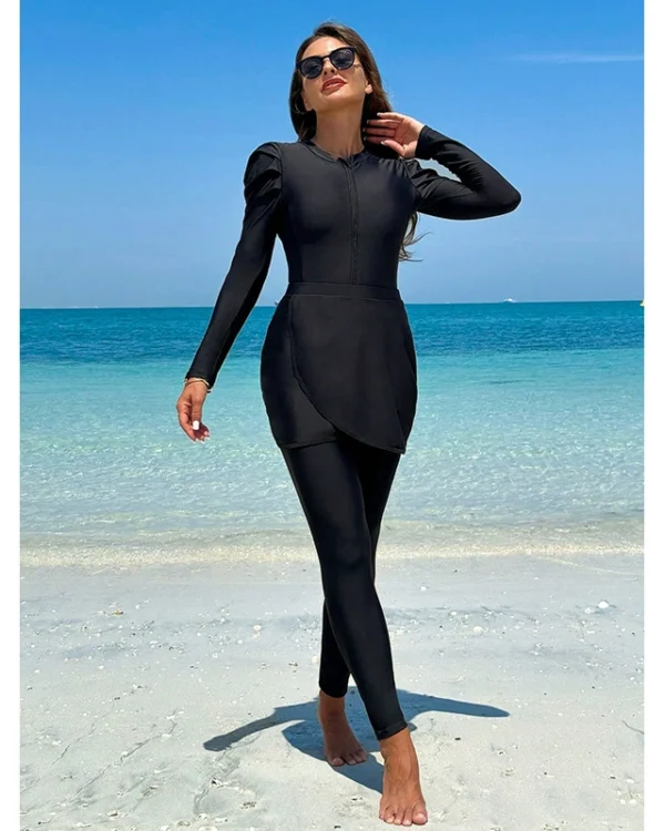 Modest Long Sleeve Swimsuit Set with Skirt and Leggings