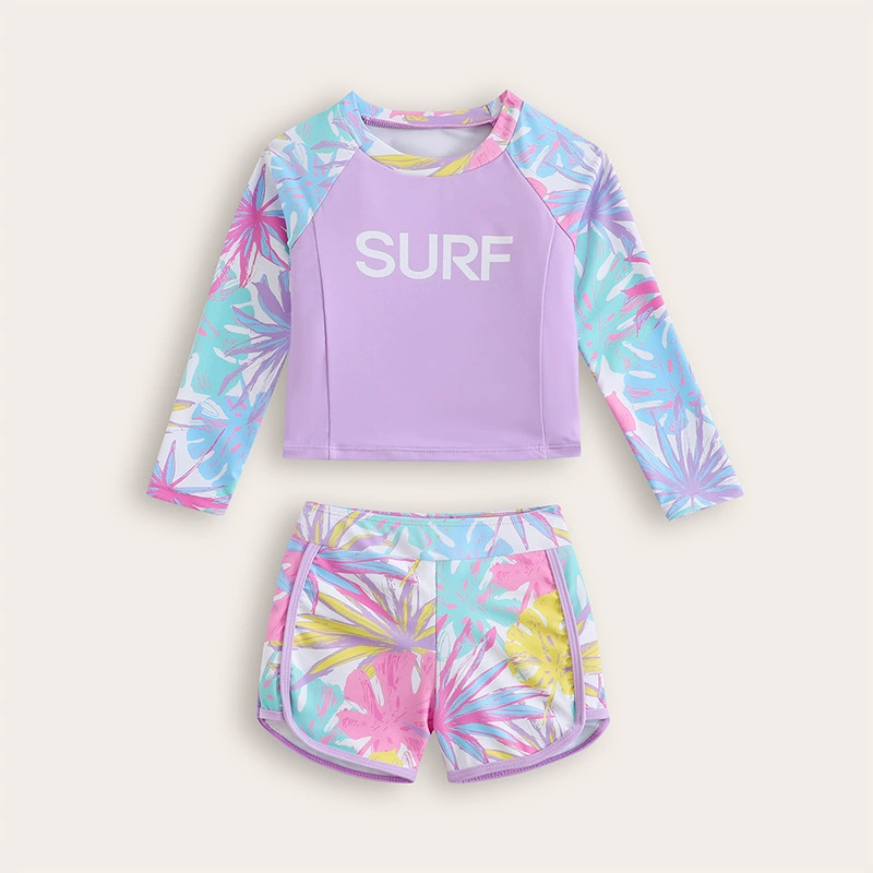 Kids Long Sleeve Two-Piece Swimsuit Set