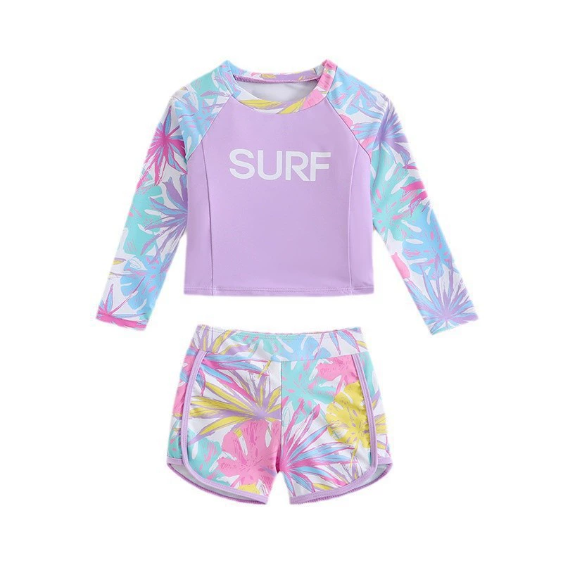 Kids Long Sleeve Two-Piece Swimsuit Set view 5