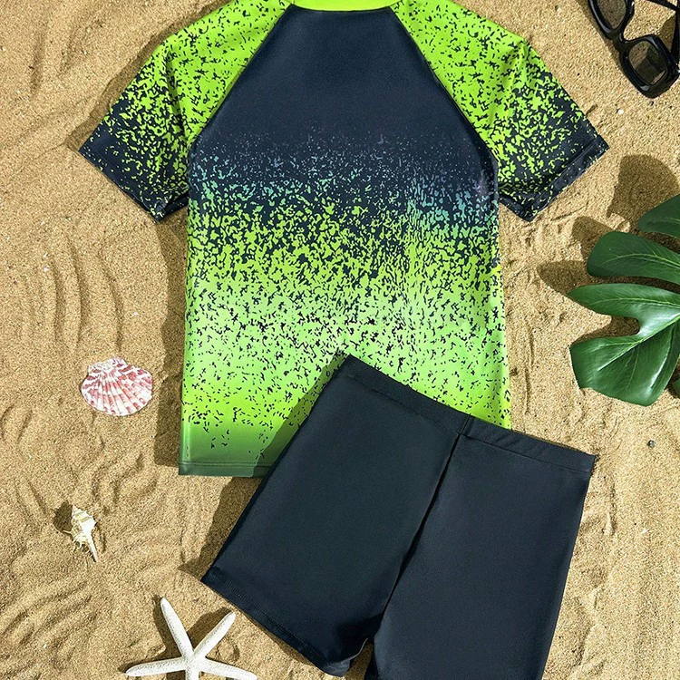 Boys Two-Piece Short Sleeve Rash Guard and Swim Shorts Set