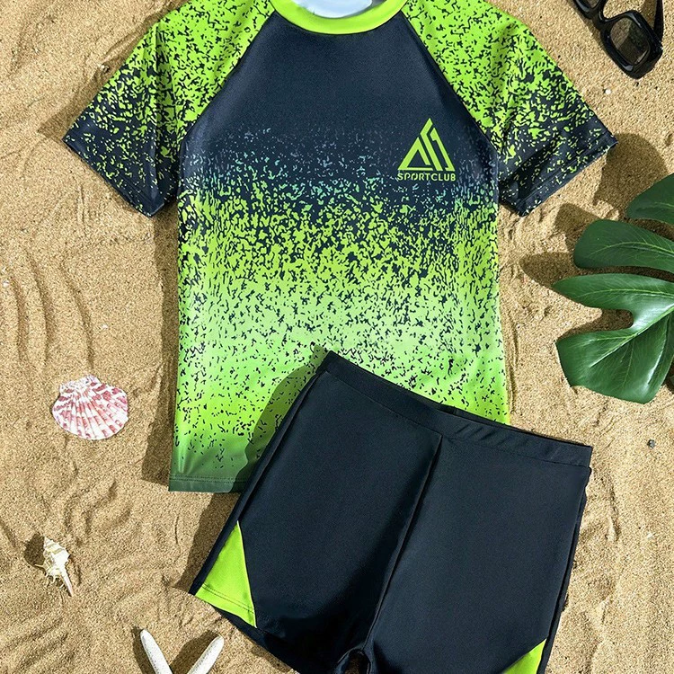 Boys Two-Piece Short Sleeve Rash Guard and Swim Shorts Set view 4