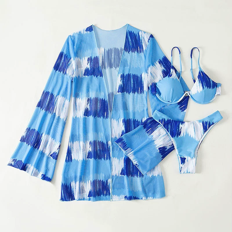 Women's Underwire Bikini Set with Long Sleeve Cover-Up view 2