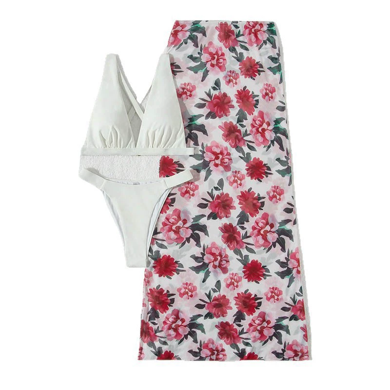 Women's Triangle Bikini Set with Cover-Up Skirt view 5