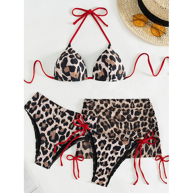 Three-Piece Bikini Set with Cover-Up Skirt
