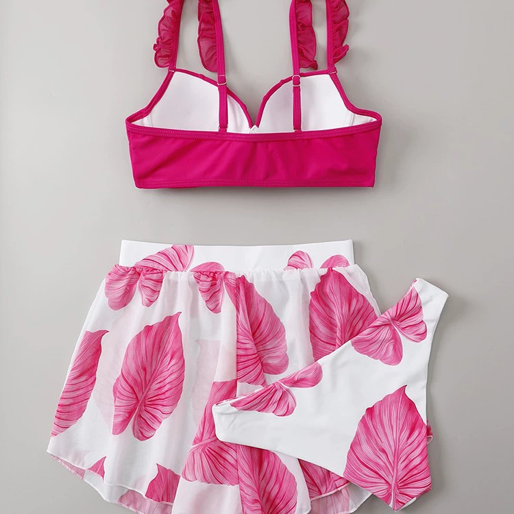 Women's Three-Piece Swimsuit with Underwire Top and Skirt view 3