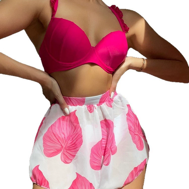 Women's Three-Piece Swimsuit with Underwire Top and Skirt view 5