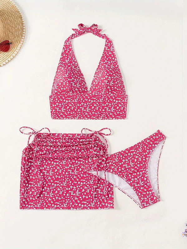 Women's Halter Bikini Set with Skirt view 5