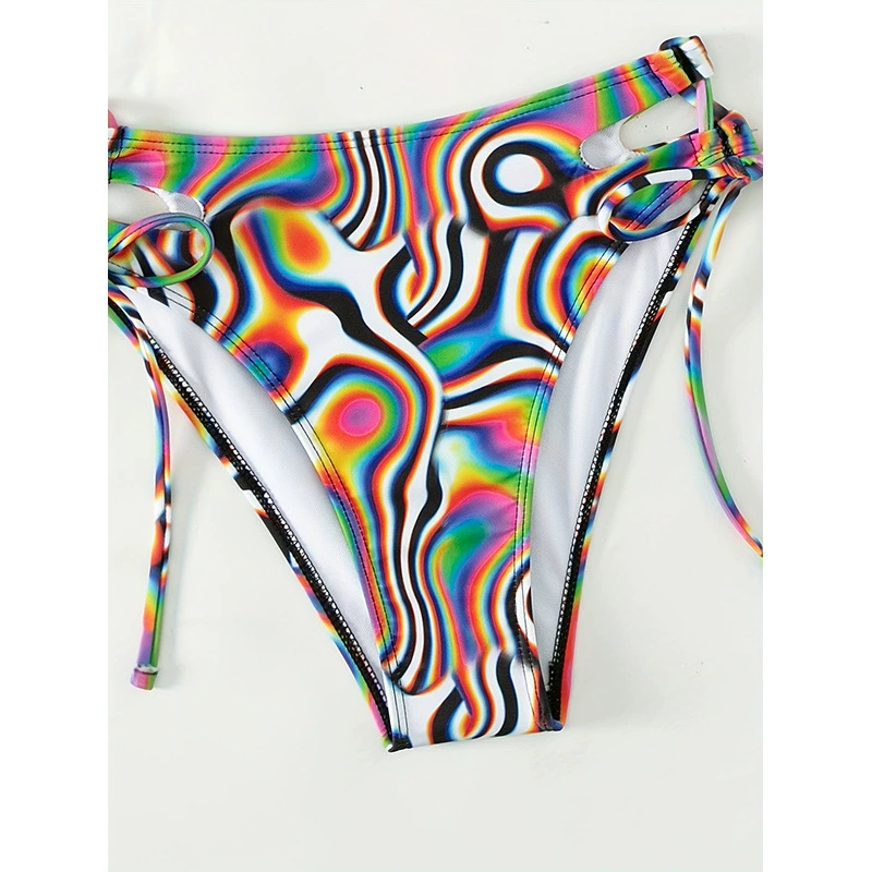 Three-Piece Halter Bikini Set with Mesh Cover-Up view 5