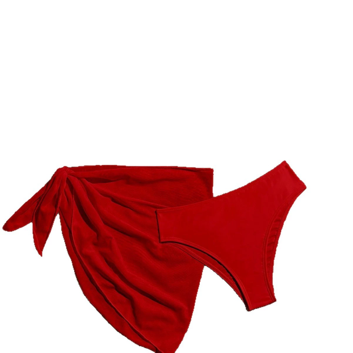 Three-Piece Triangle Bikini Set with Sarong view 5
