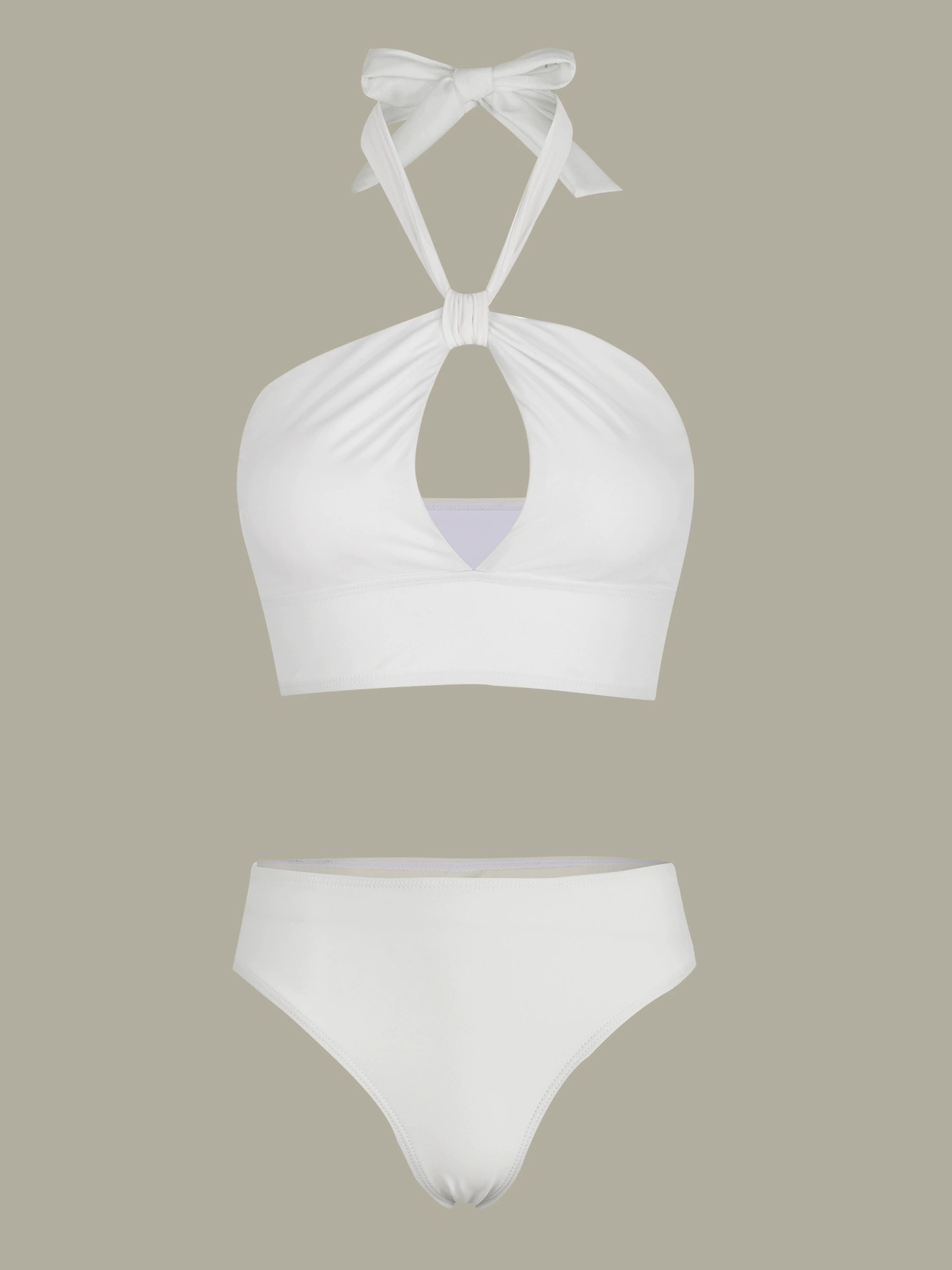 Three-Piece Halter Swimsuit Set with Fringe Skirt view 3