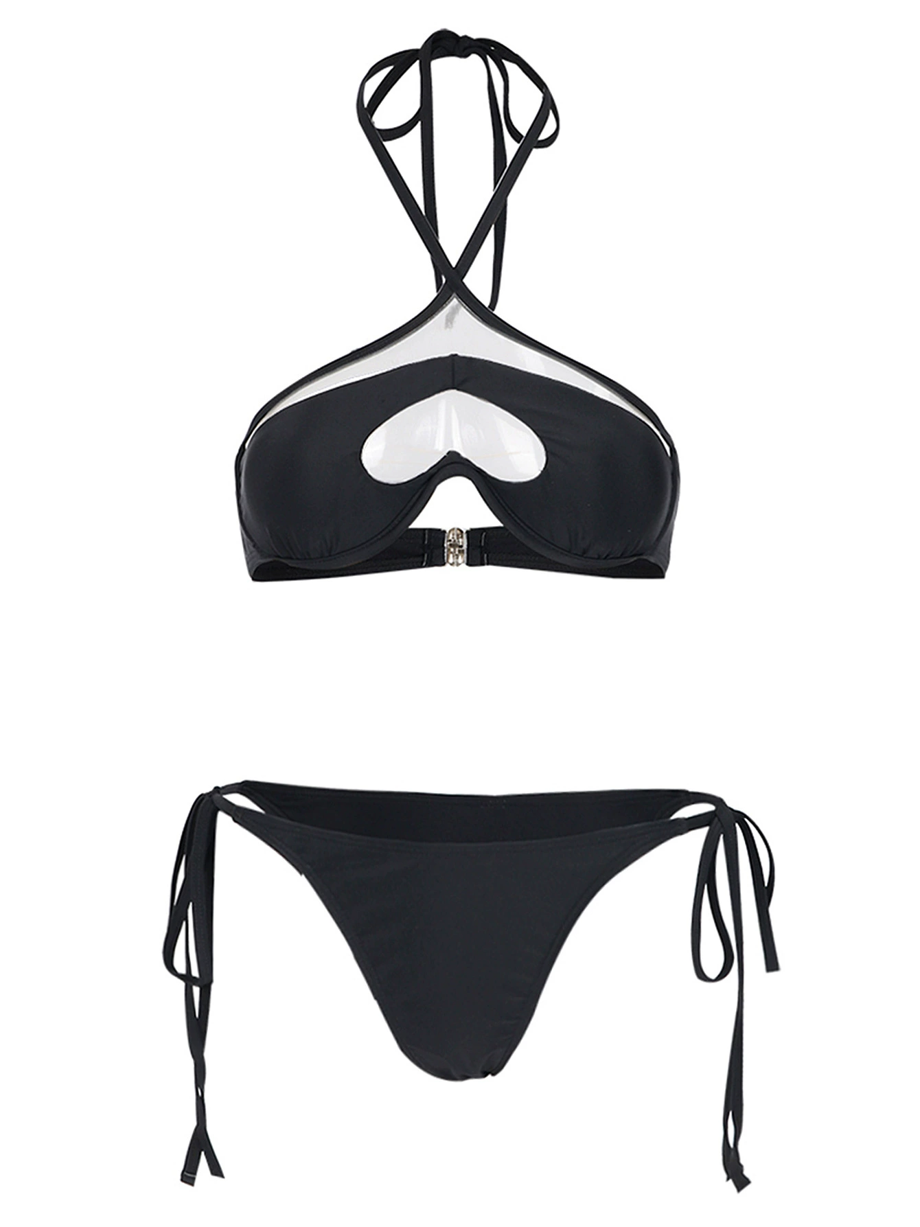 Three-Piece Halter Bikini Set with Maxi Skirt view 3
