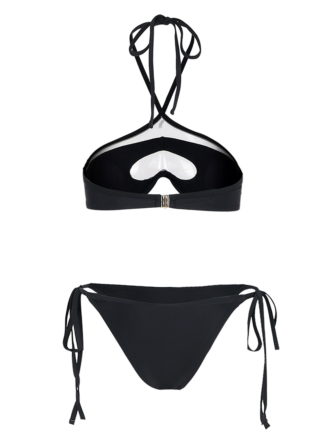 Three-Piece Halter Bikini Set with Maxi Skirt view 4