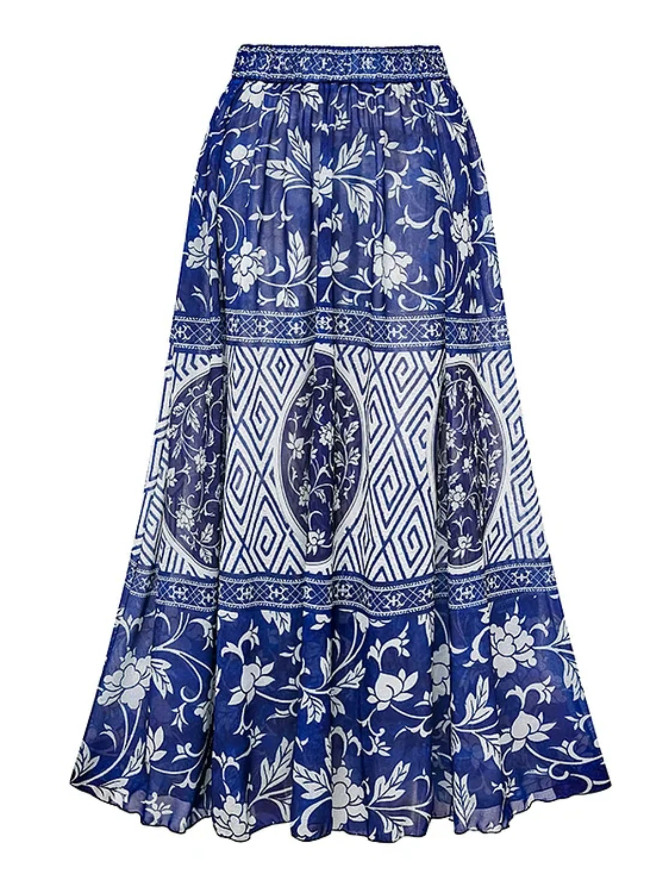 Women's Three-Piece Swimwear Set with Ruffle Top and Skirt view 3