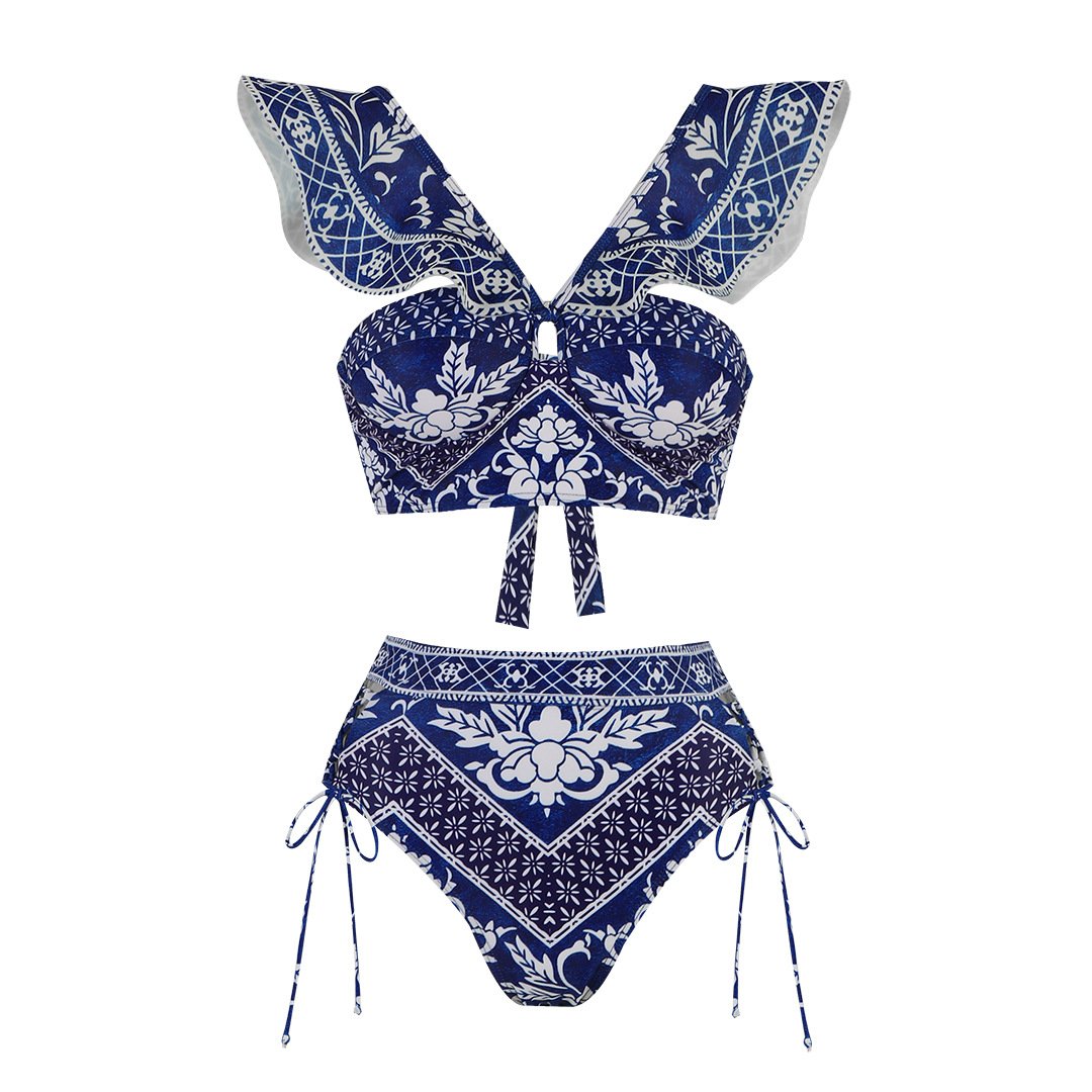 Blue printed two-piece [swimsuit only]