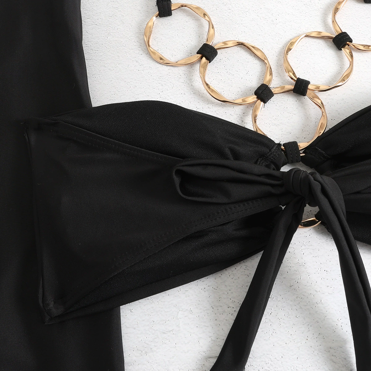 Halter Bikini Set with Skirt and Ring Detail view 4