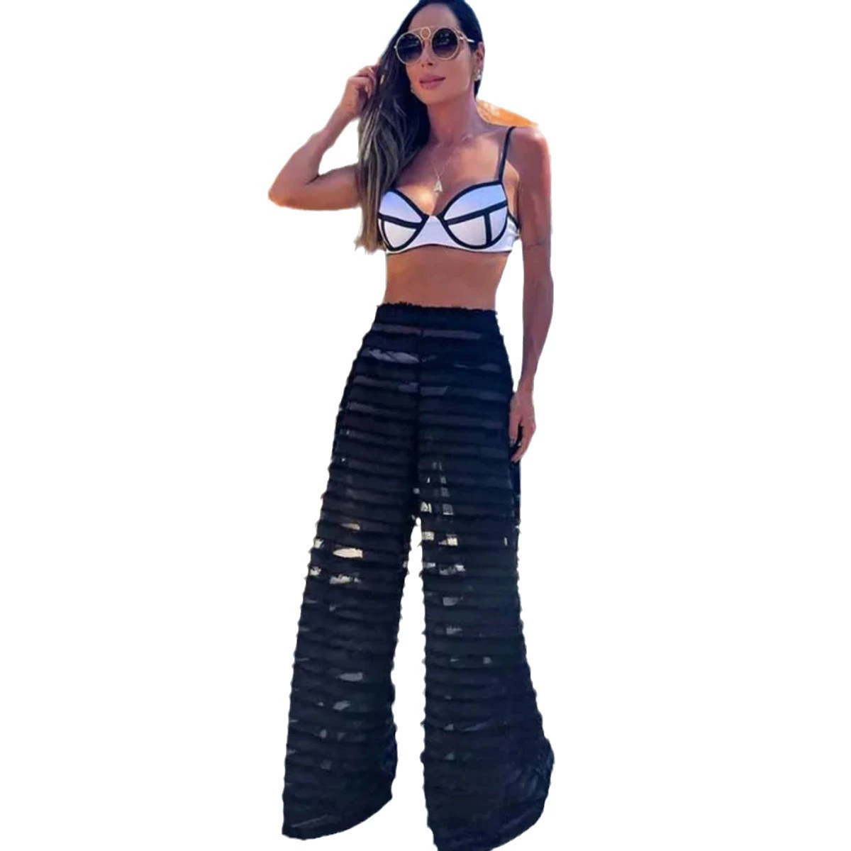 Bikini Set with Fringe Wide-Leg Pants view 5