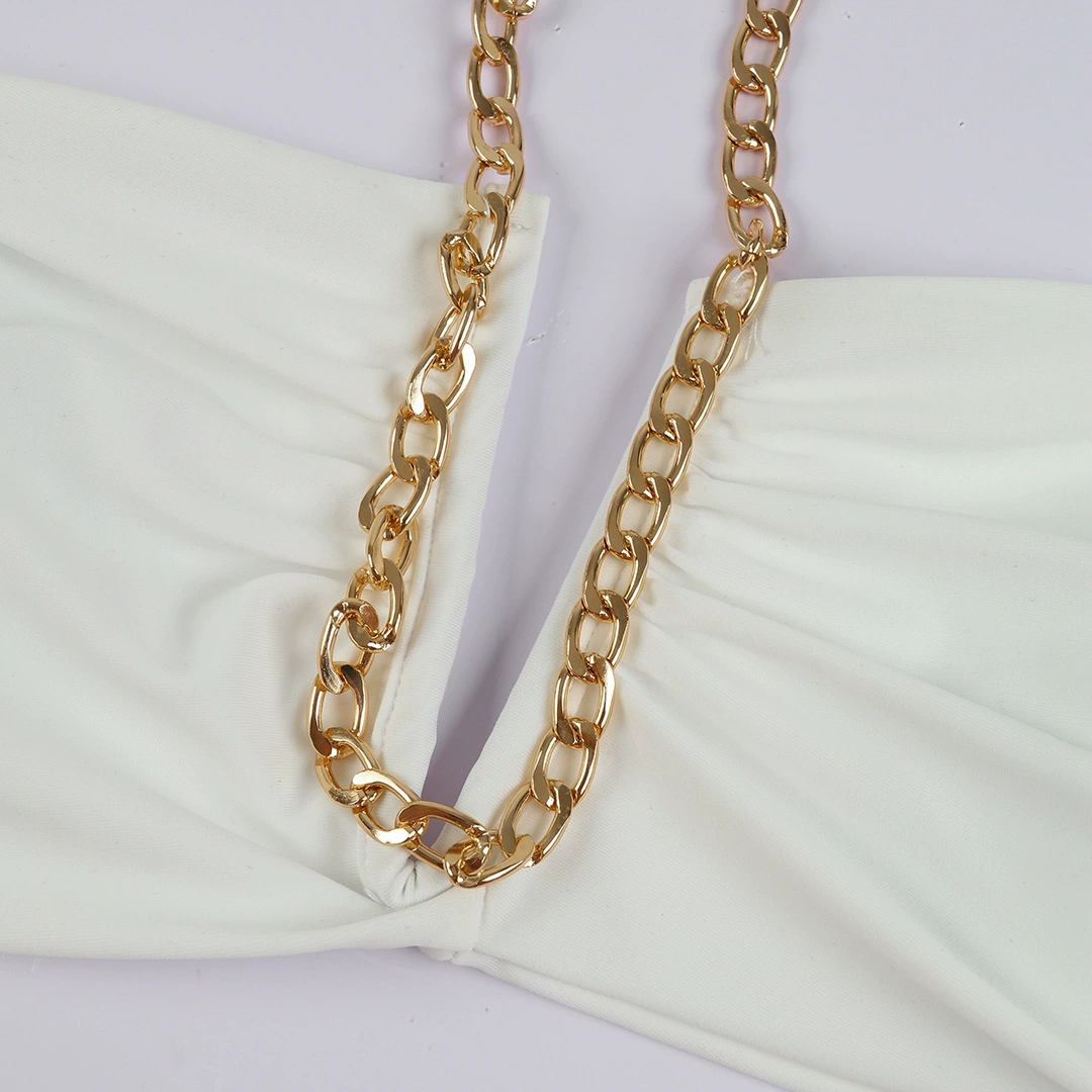 Chain Halter Bikini with Lace Skirt Set view 4