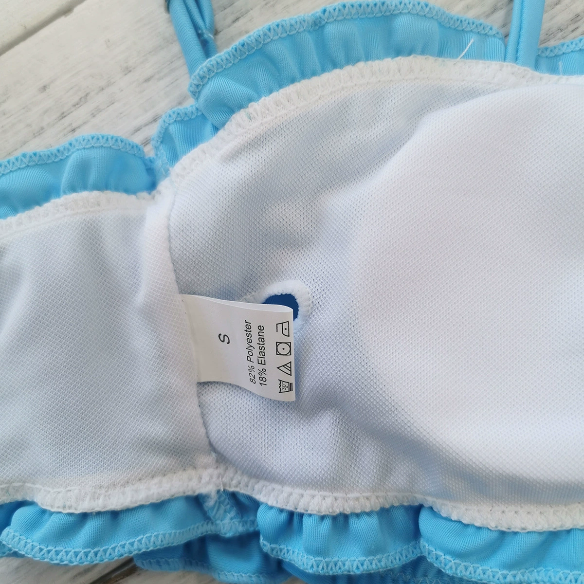 Three-Piece Bikini Set with Bandeau Top and Ruffled Skirt view 4