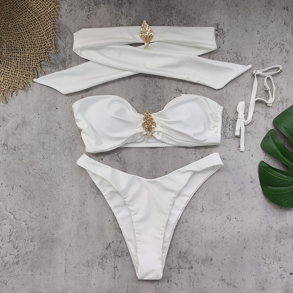 White Swimsuit + Neck Ring