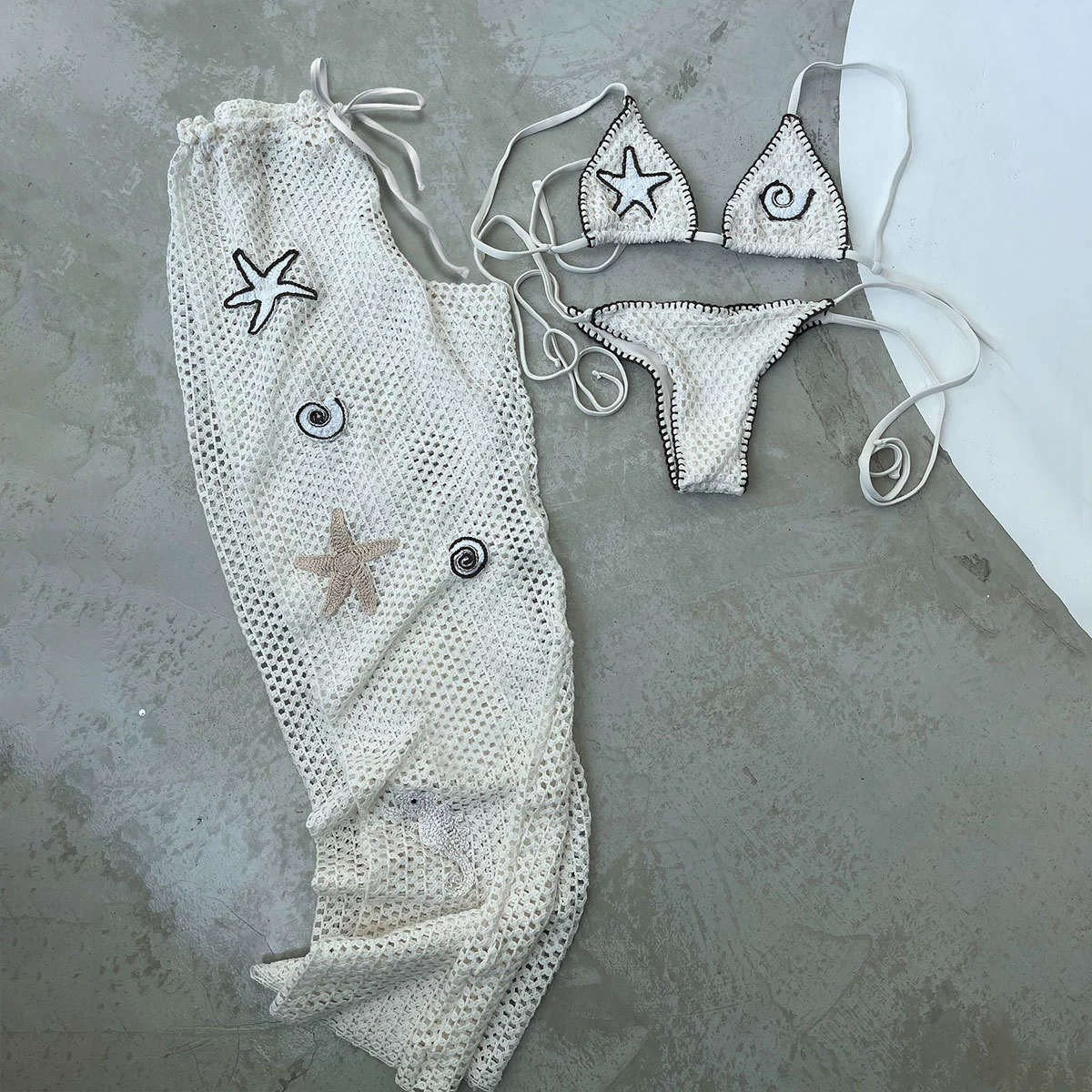Triangle Bikini Three-Piece Set with Cover-up view 5