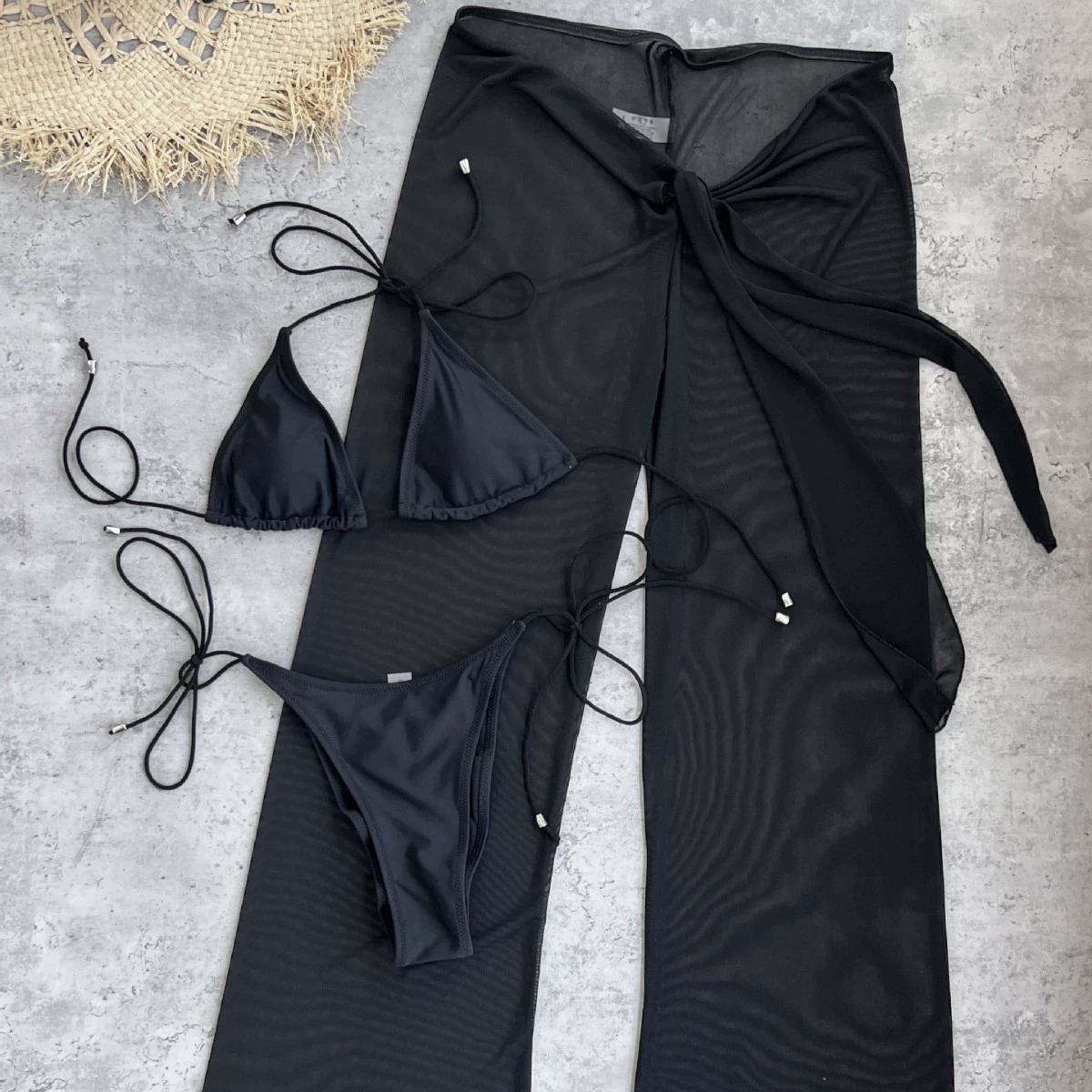 Triangle Bikini Set with Wide-Leg Pants view 3