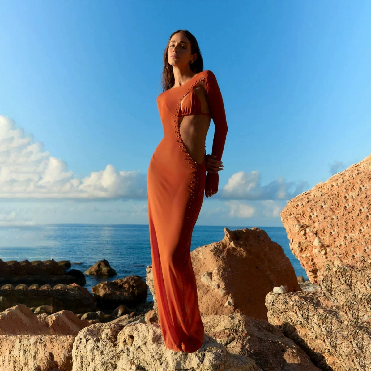 Long-Sleeve Cover-Up Bikini Three-Piece Set