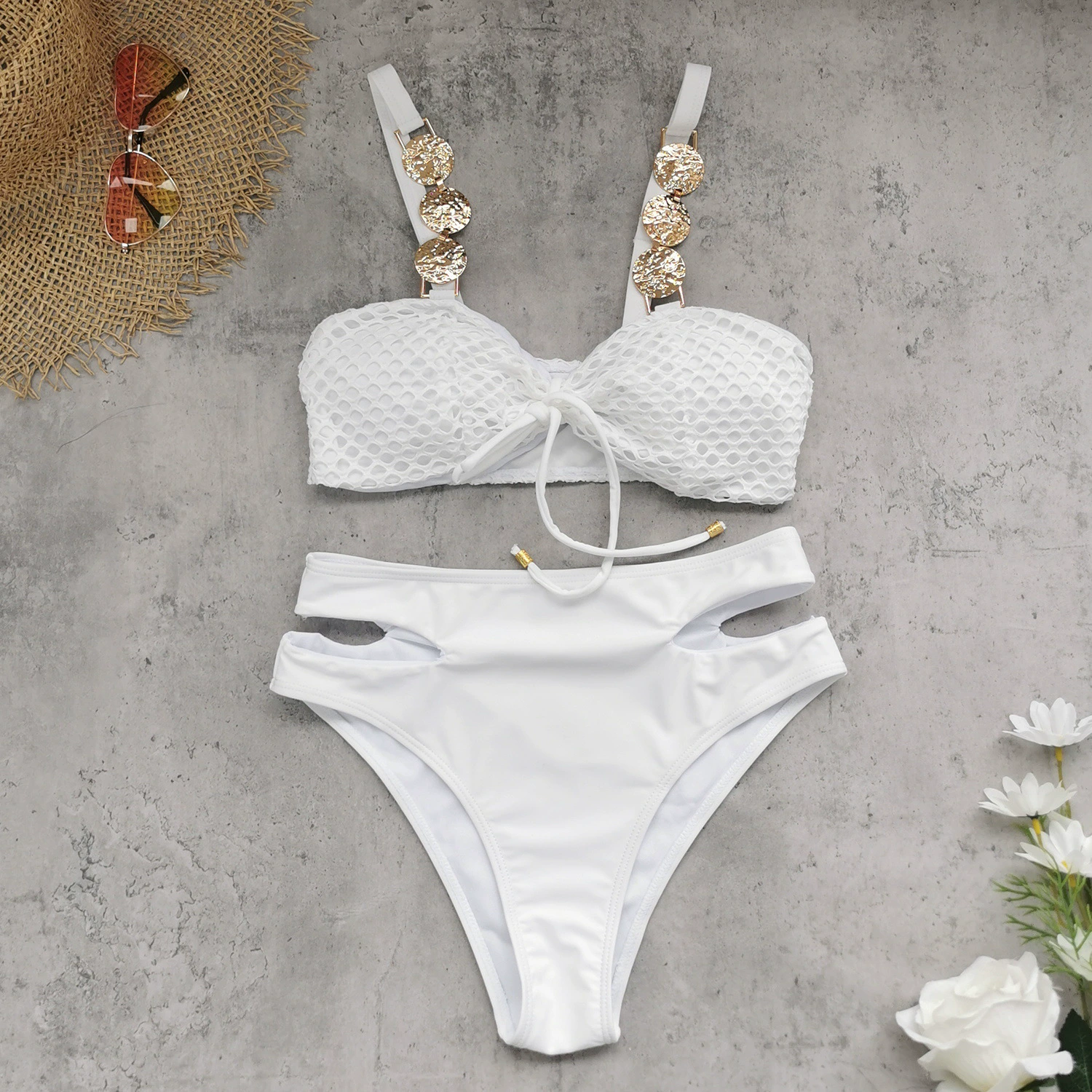 Bandeau Bikini Set with High-Waist Bottom and Skirt view 4