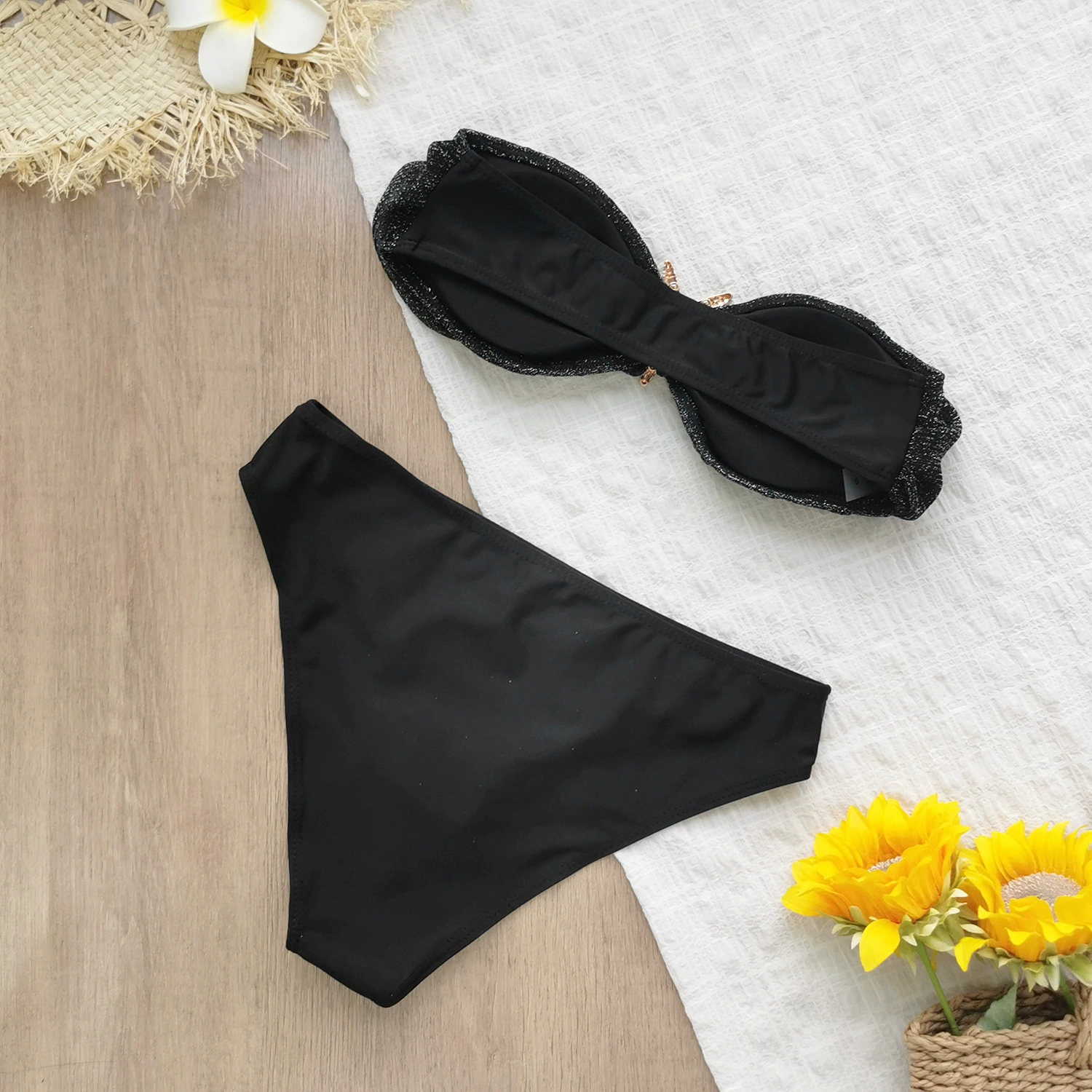 Bandeau High-Waist Bikini Set with Sheer Cover-Up Skirt view 4