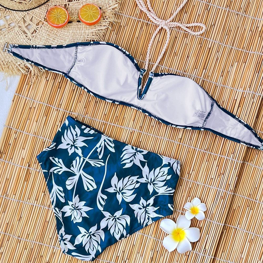 Bandeau High-Waist Bikini Set with Long Cover-Up view 4