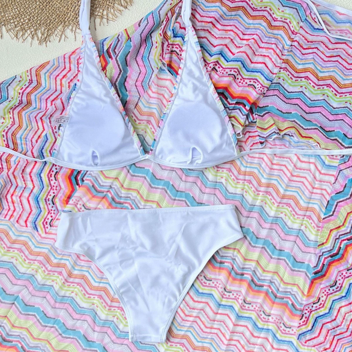Three-Piece Halter Bikini Set with Long Skirt view 3