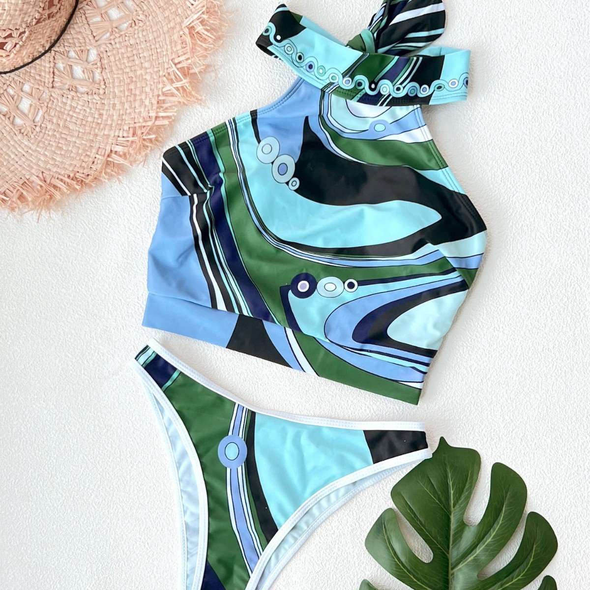 Blue-green two-piece