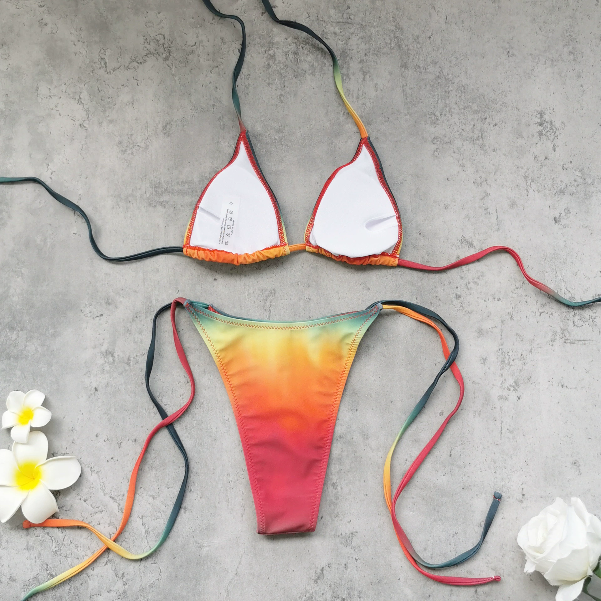 Triangle Halter Bikini Set with Sarong view 3