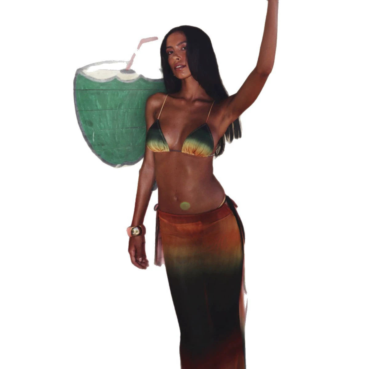 Triangle Halter Bikini Set with Sarong view 5