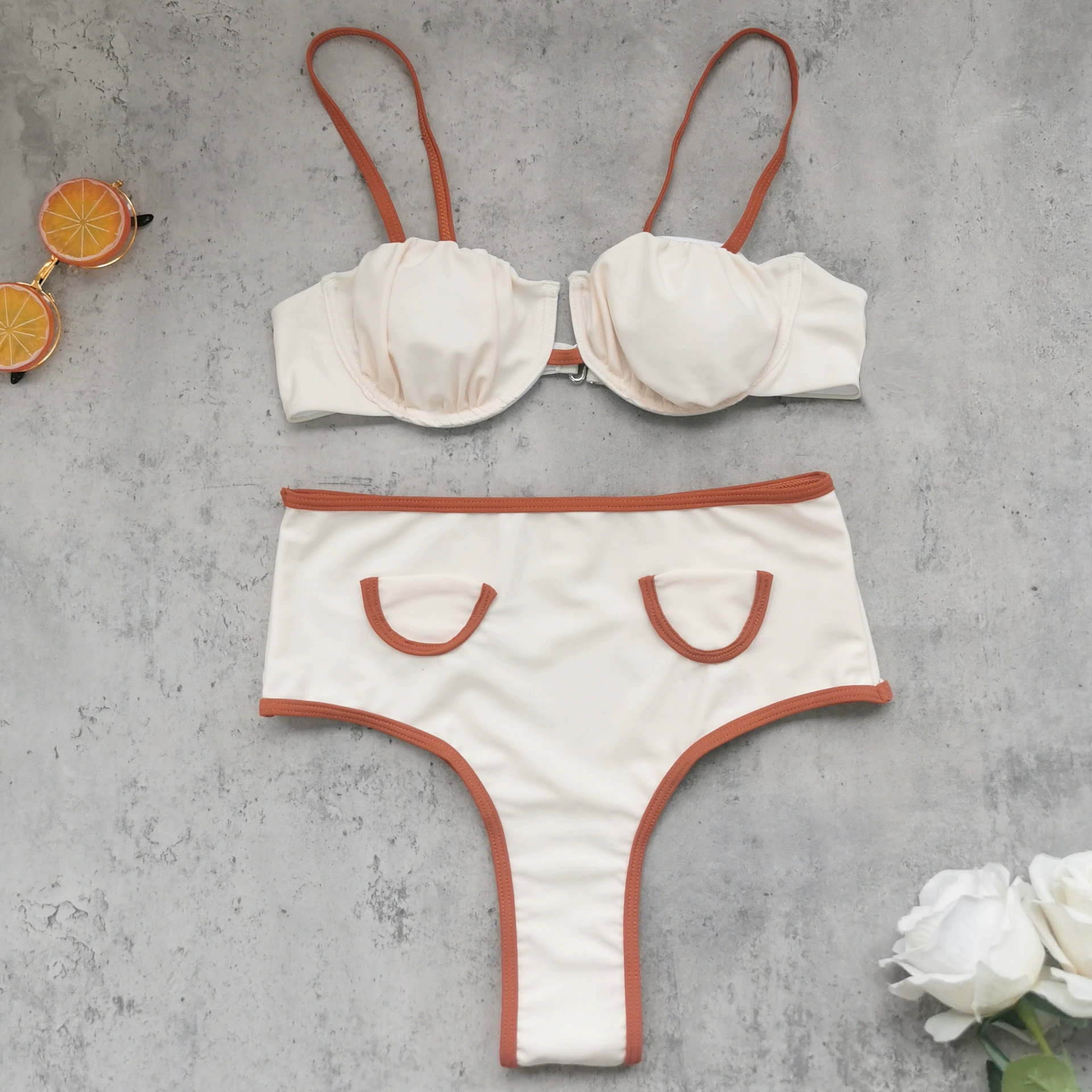 Women’s Underwire Bikini Set with High-Waist Bottom and Wrap Skirt